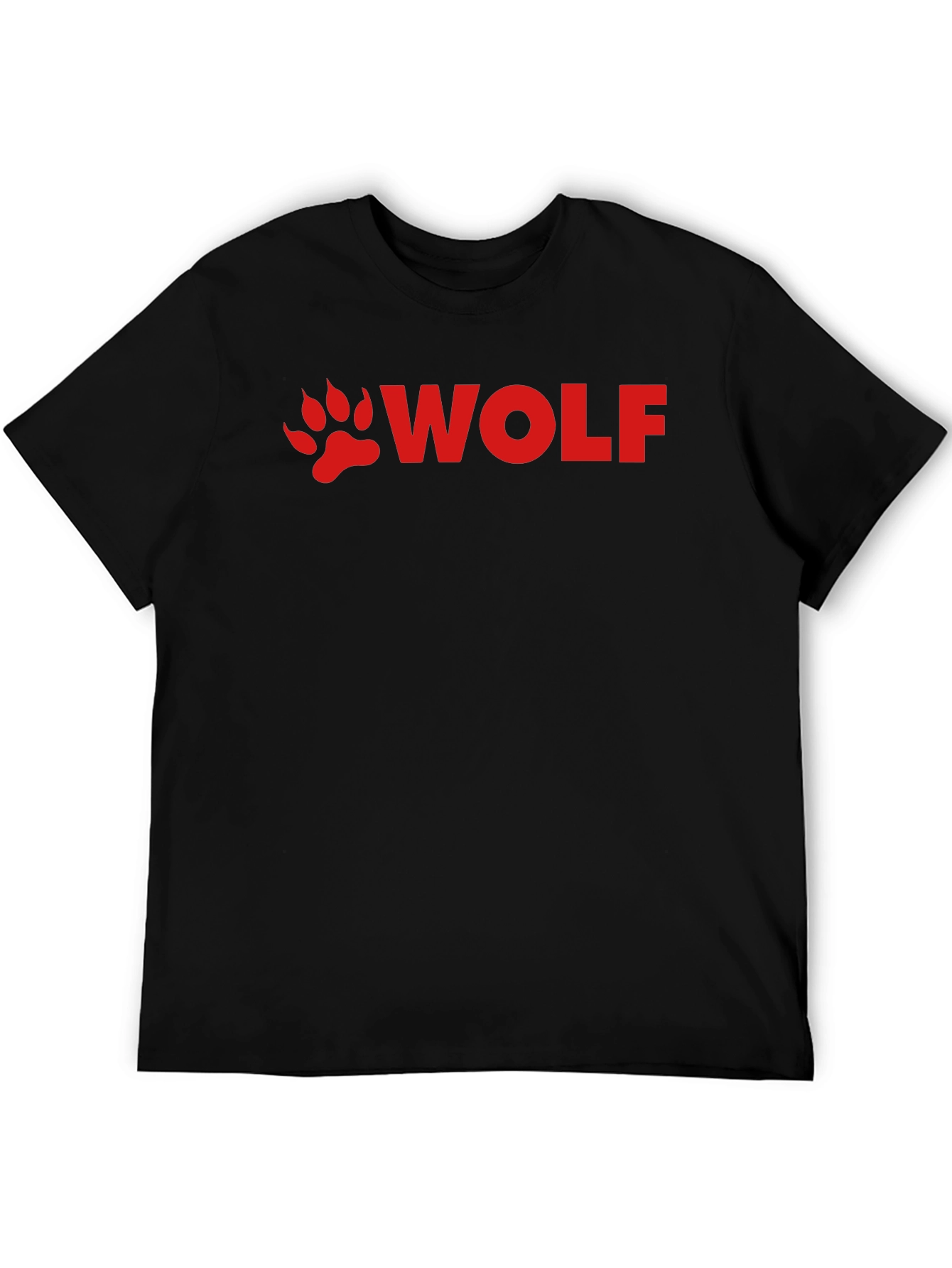 Wolf Paw Print T-Shirt - Red Design on Black
