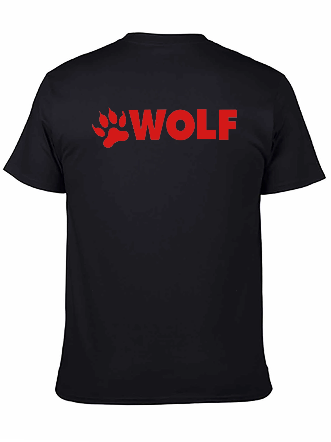 Wolf Paw Print T-Shirt - Red Design on Black