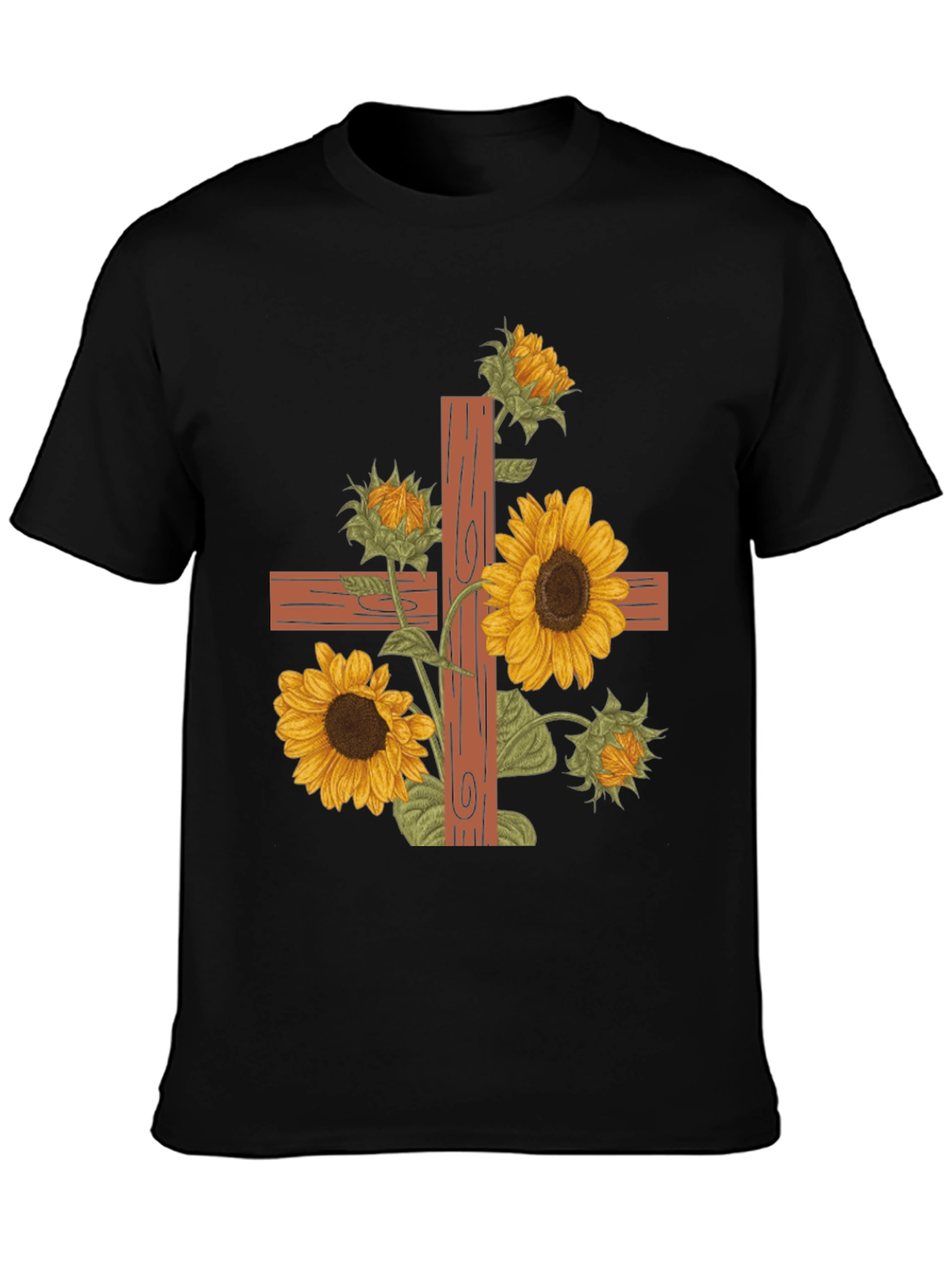 Sunflower Cross Graphic Tee - Christian Apparel