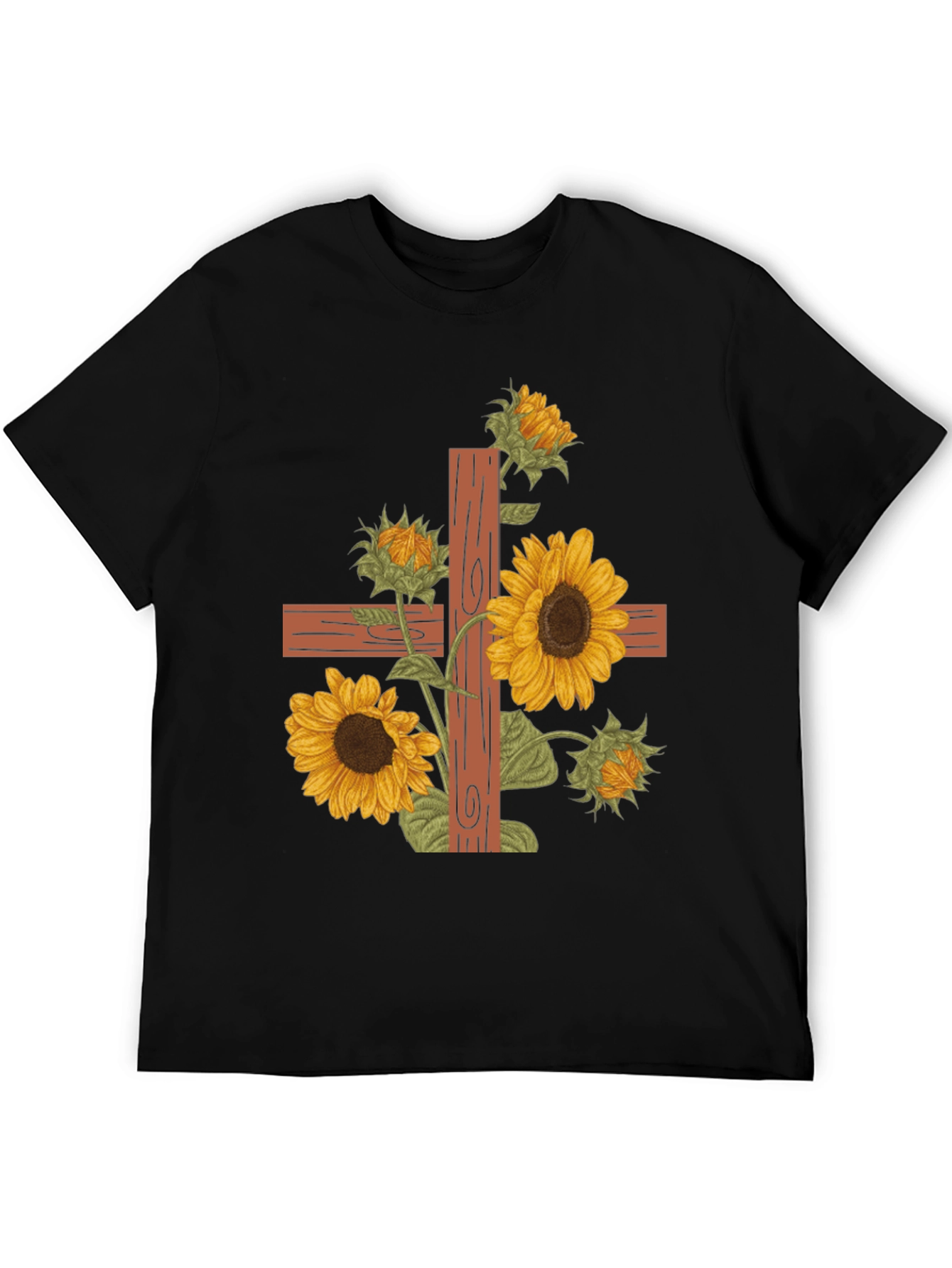 Sunflower Cross Graphic Tee - Christian Apparel