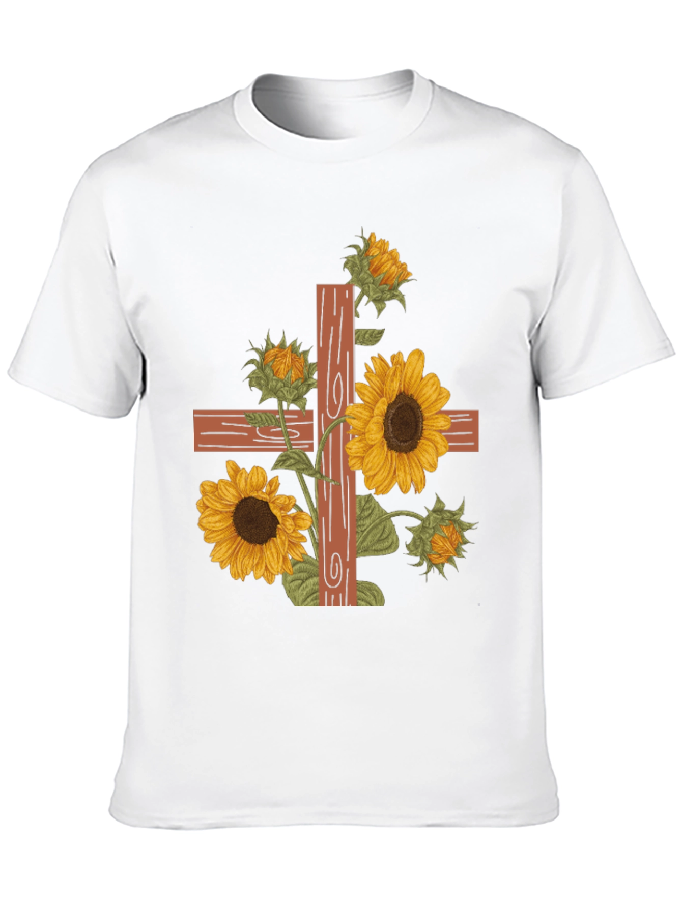 Sunflower Cross Graphic Tee - Christian Apparel