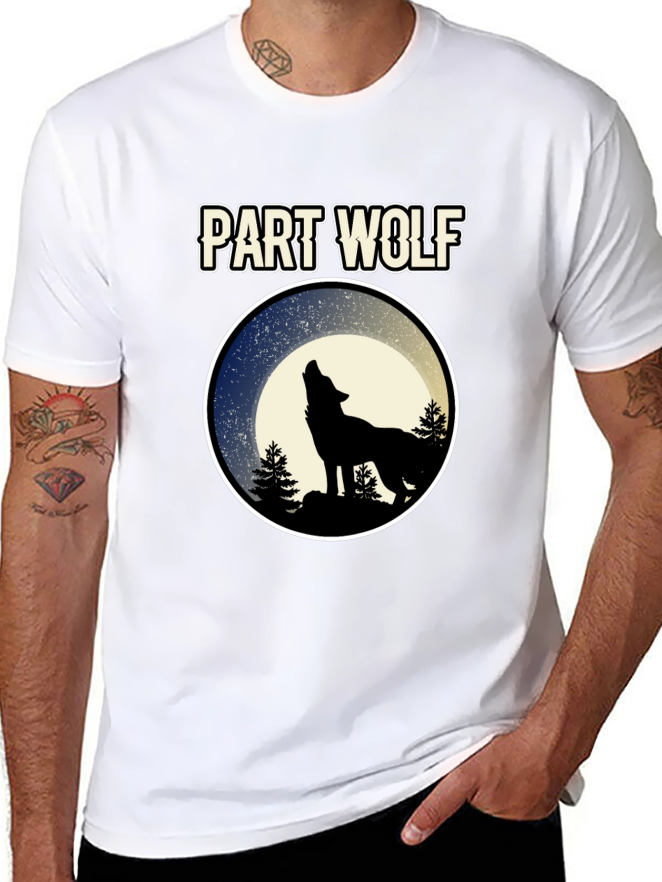 Part Wolf T-Shirt - Howling Wolf Design