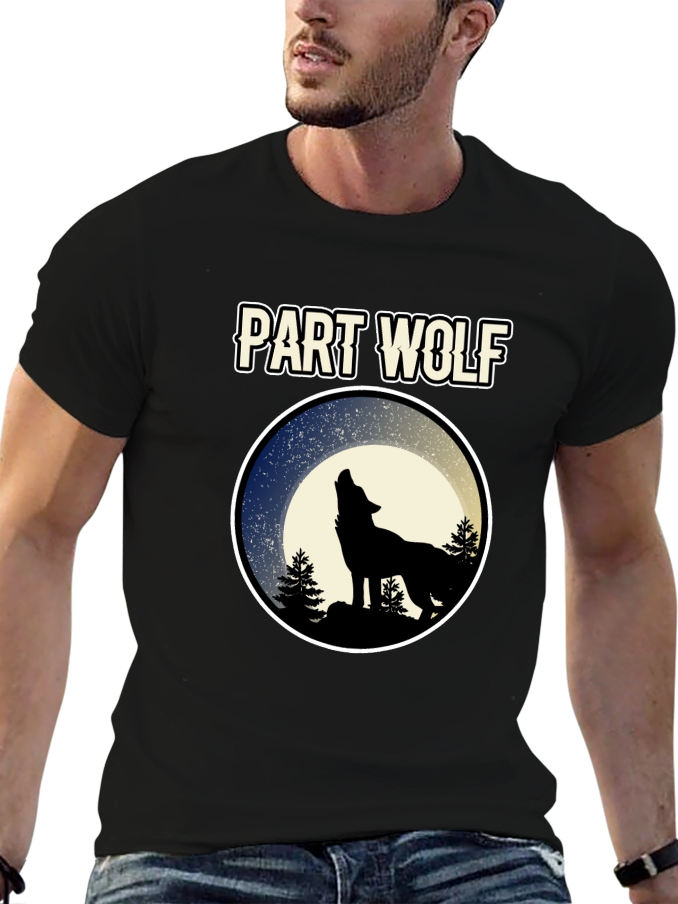 Part Wolf T-Shirt - Howling Wolf Design