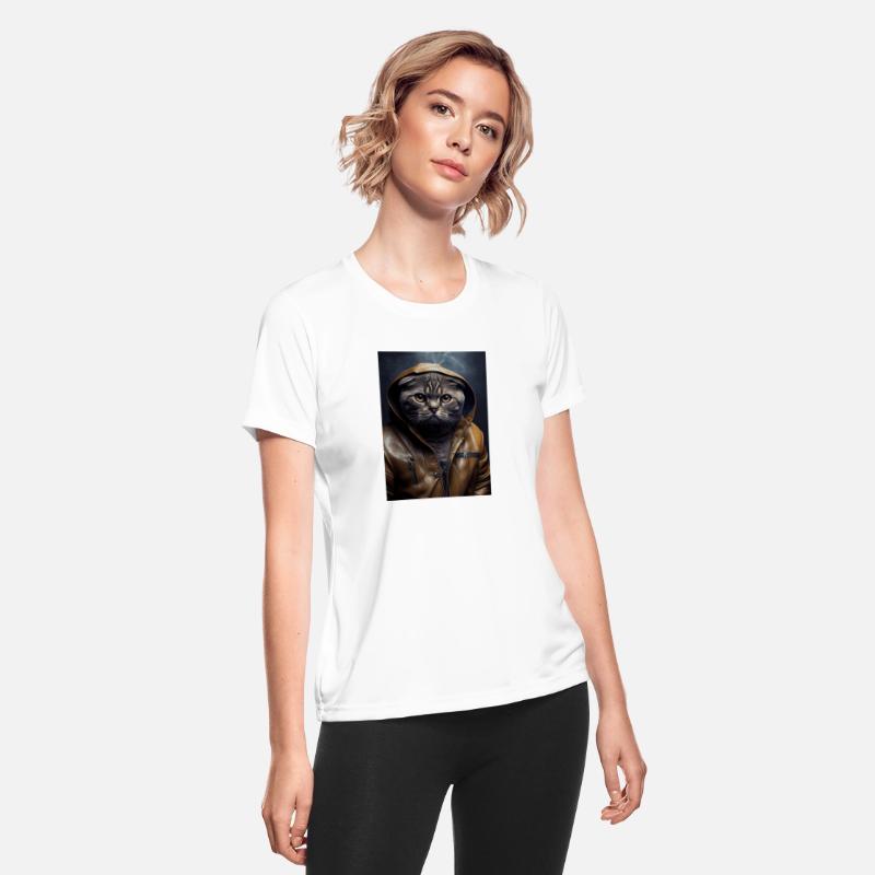 Scottish Fold Cat Breed Portrait wears a leather j