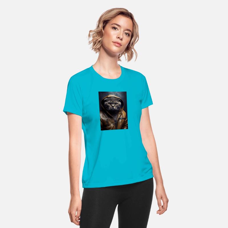 Scottish Fold Cat Breed Portrait wears a leather j