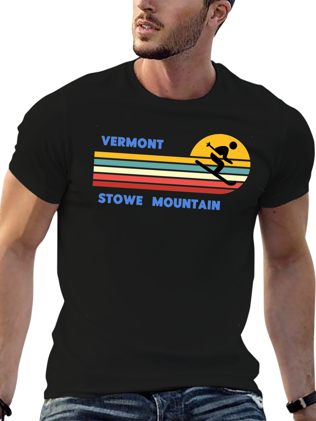 Vermont Stowe Mountain Retro Ski T-Shirt