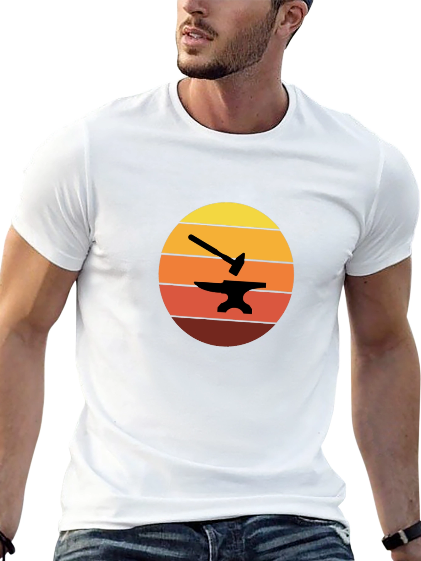 Blacksmith Hammer & Anvil Sunset Graphic Tee