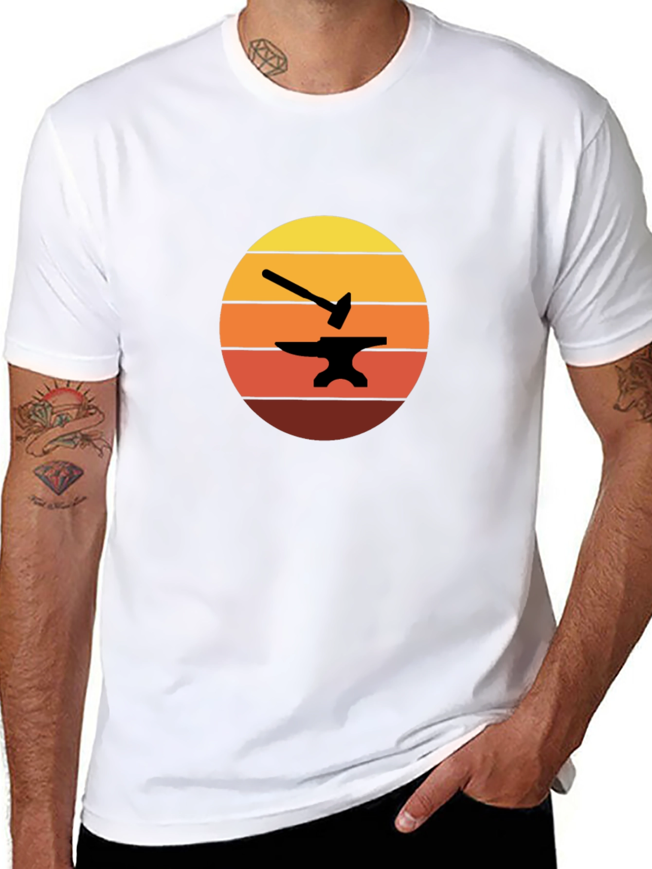 Blacksmith Hammer & Anvil Sunset Graphic Tee