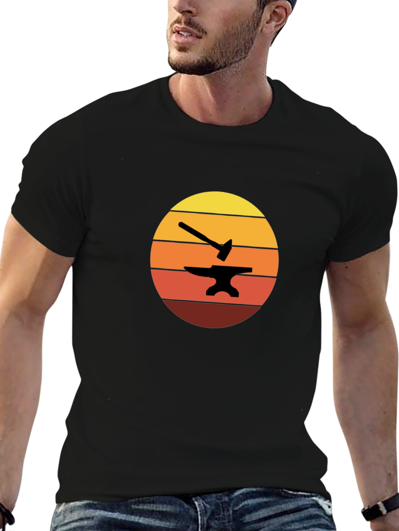 Blacksmith Hammer & Anvil Sunset Graphic Tee