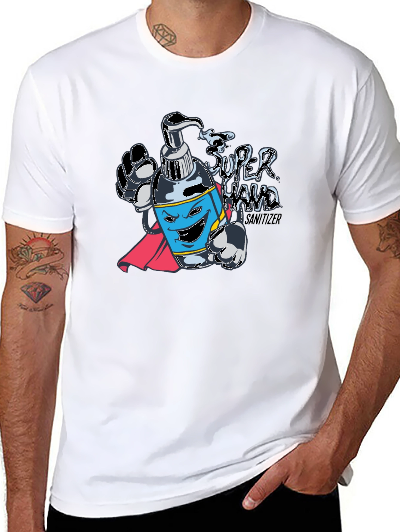 Super Hand Sanitizer T-Shirt - Black Novelty Tee