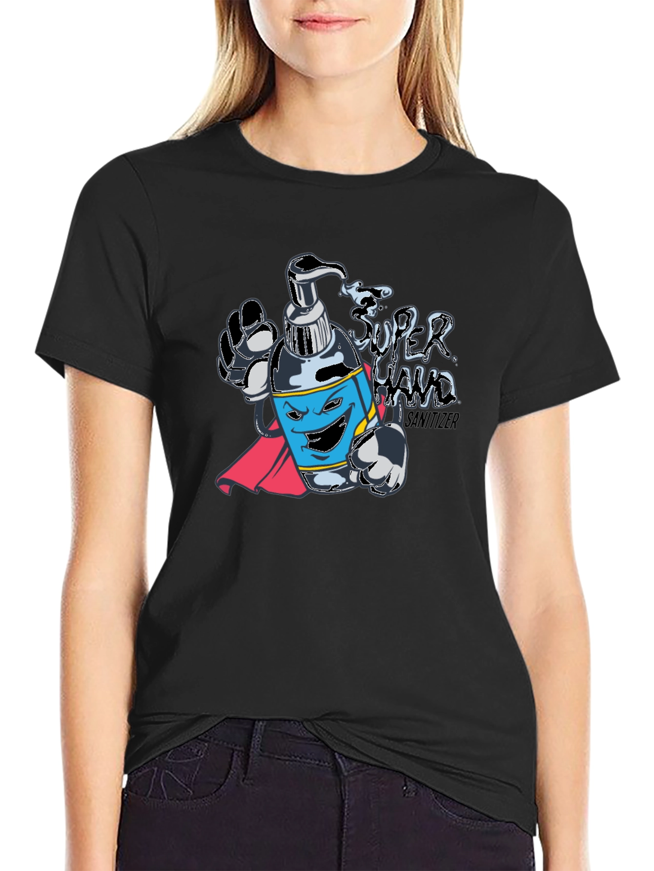 Super Hand Sanitizer T-Shirt - Black Novelty Tee