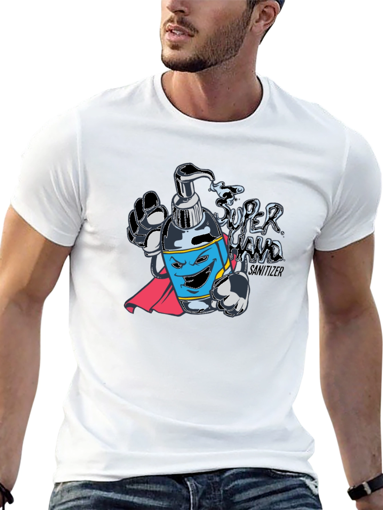 Super Hand Sanitizer T-Shirt - Black Novelty Tee
