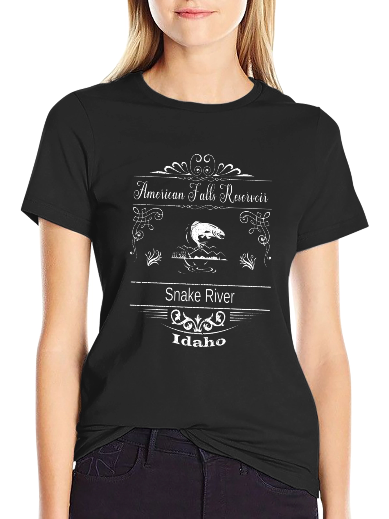 American Falls Reservoir Black T-Shirt