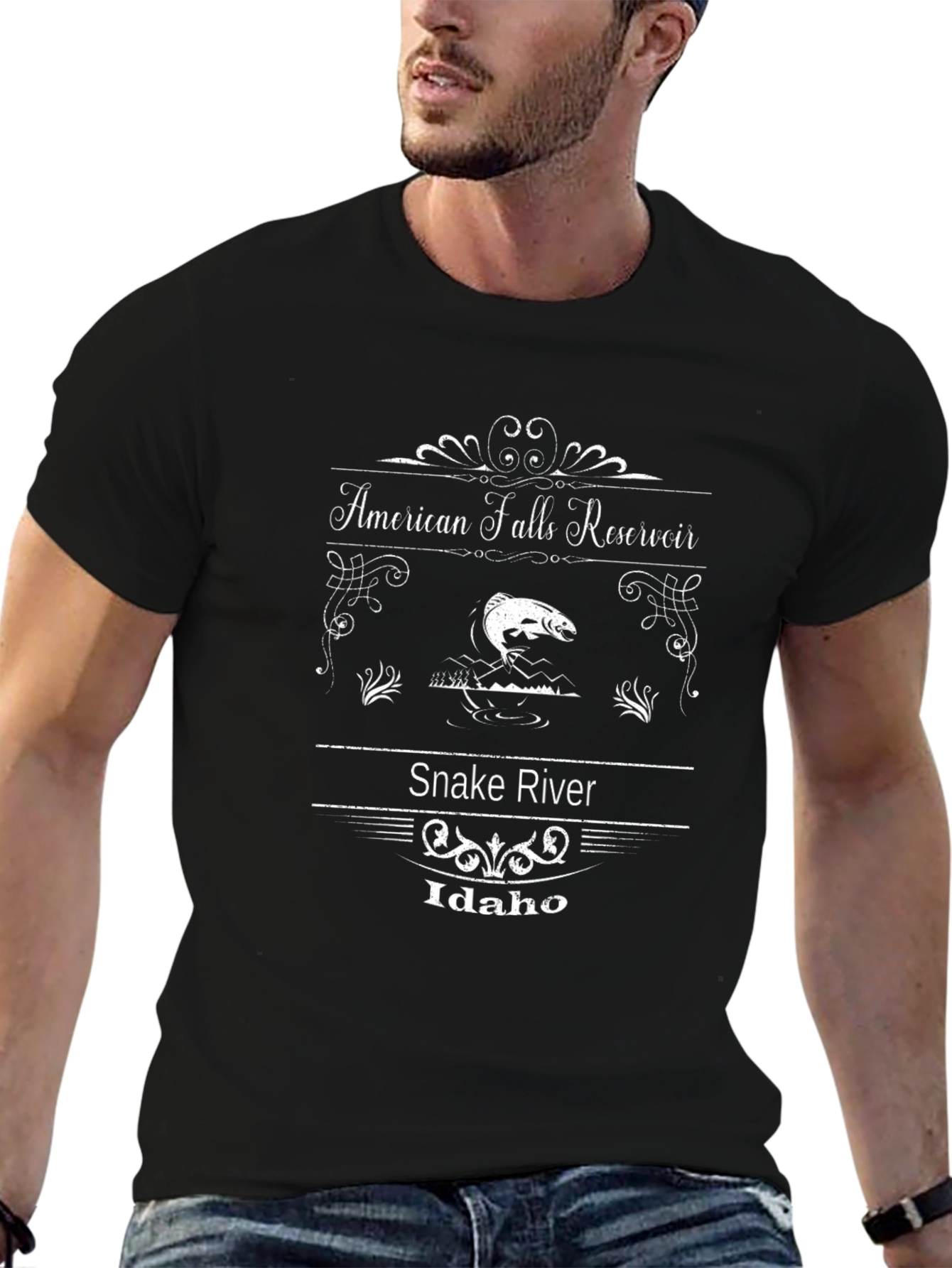 American Falls Reservoir Black T-Shirt