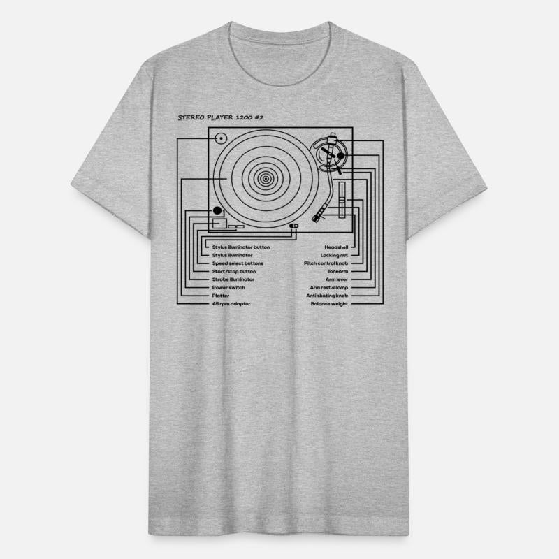 SL1200 Turntable Top View With Parts - Black Print