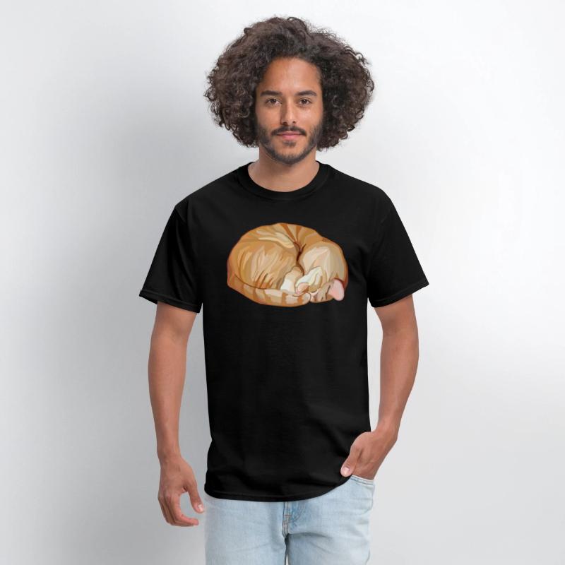 Sleeping Curled Orange Ginger Tabby Cat