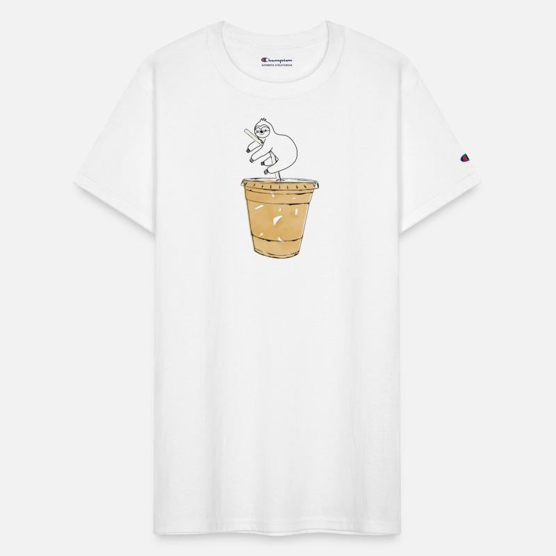 Sloth Sleep On Cup Of Coffee.