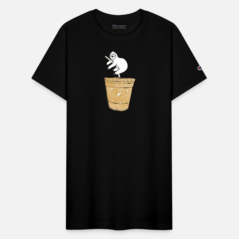 Sloth Sleep On Cup Of Coffee.