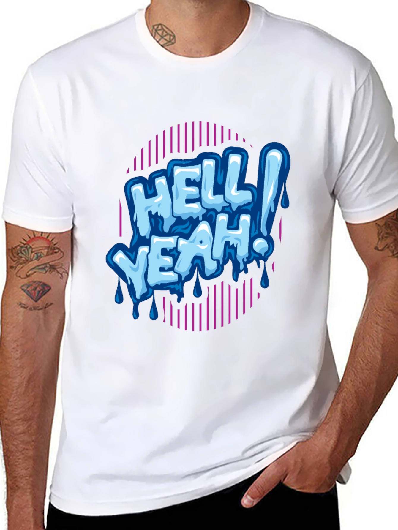 Hell Yeah! Graphic Print Mens Black T-Shirt