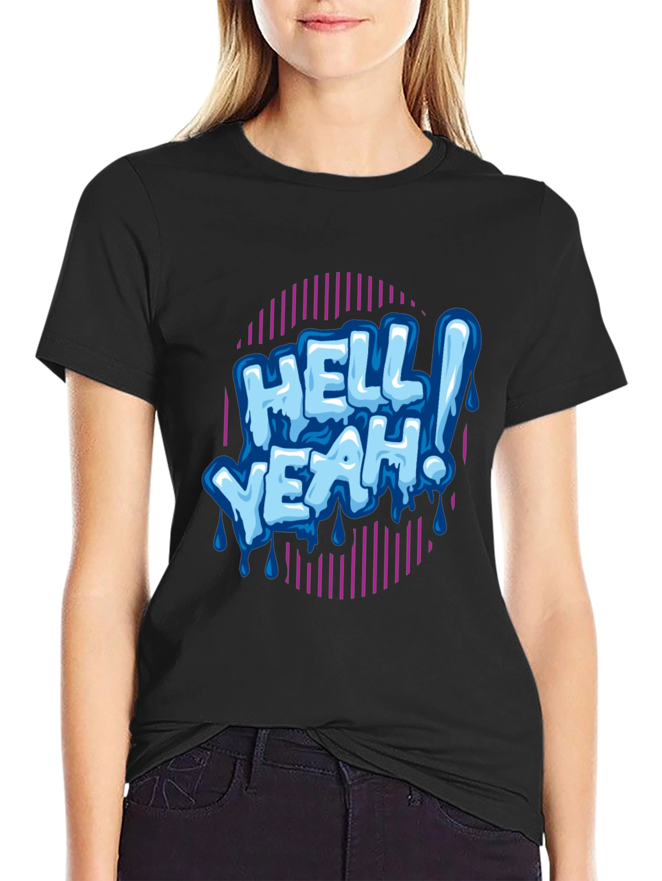 Hell Yeah! Graphic Print Mens Black T-Shirt