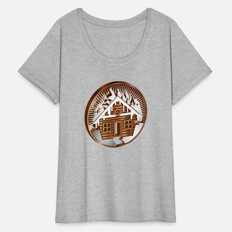 snowy hut in the mountains as a medallion