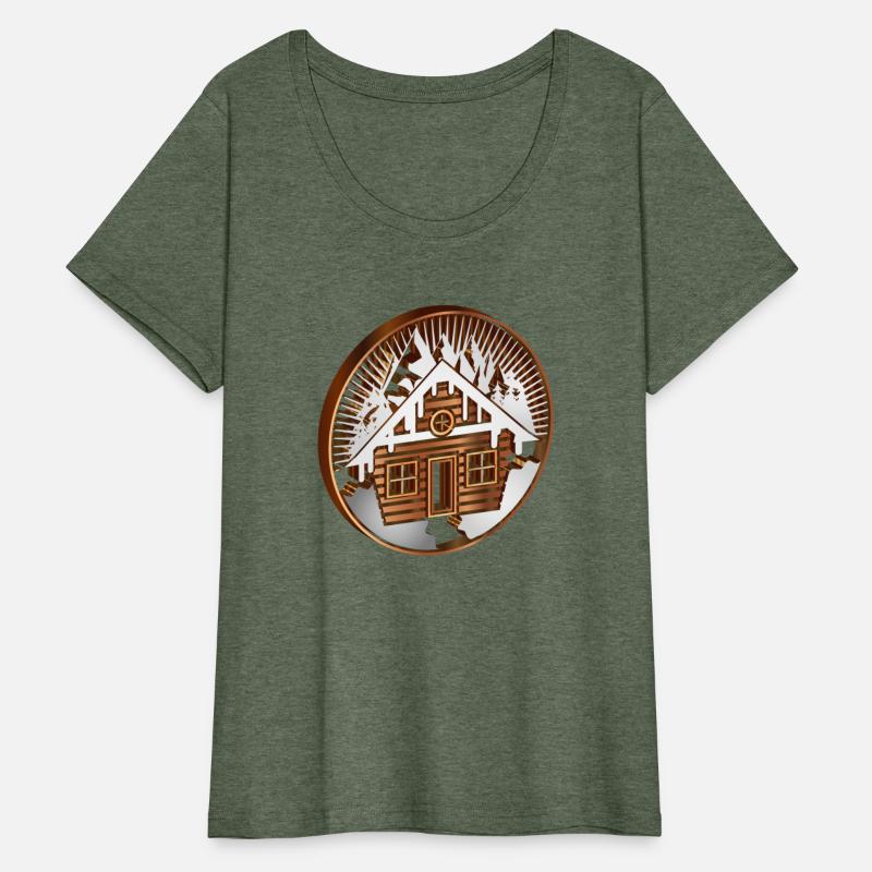 snowy hut in the mountains as a medallion