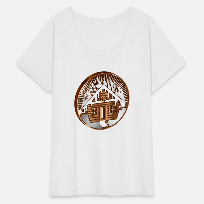 snowy hut in the mountains as a medallion