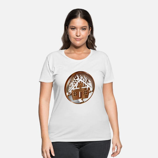 snowy hut in the mountains as a medallion