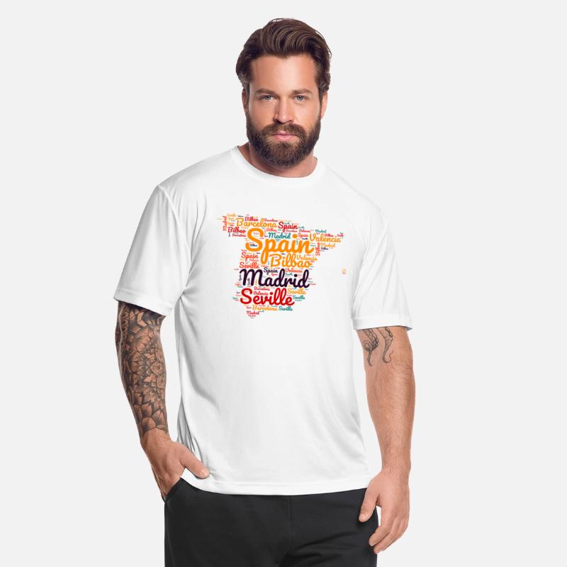 "Spain Map Word Art: Cities highlighted