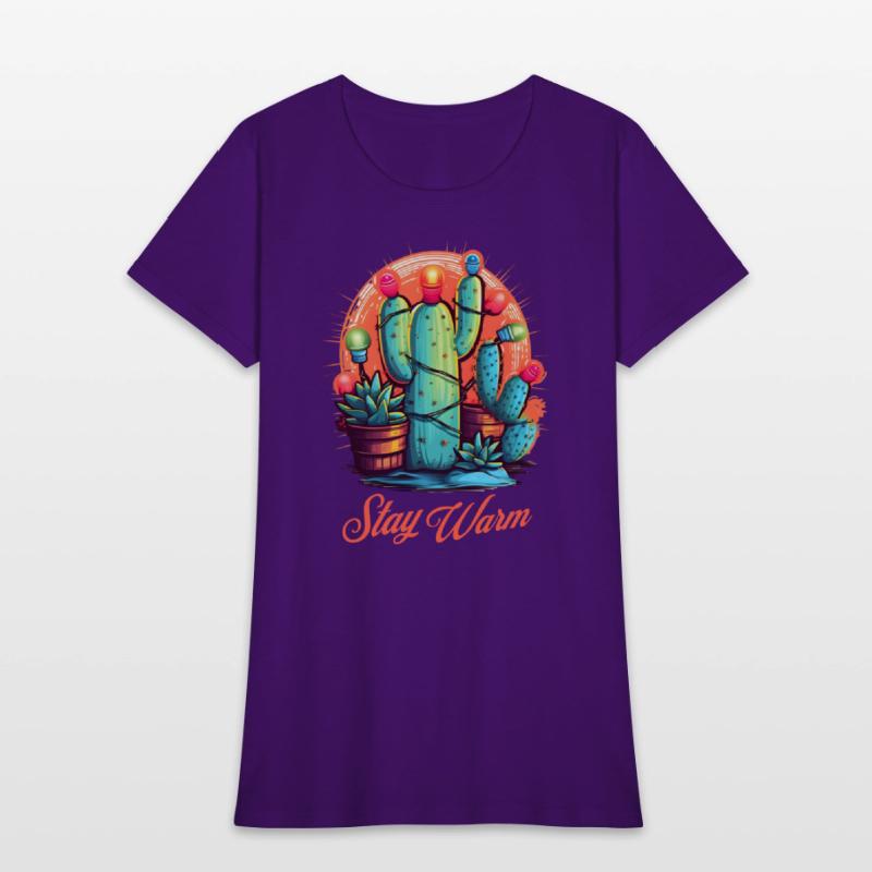 Stay Warm Cactus Wrapped in String Lights