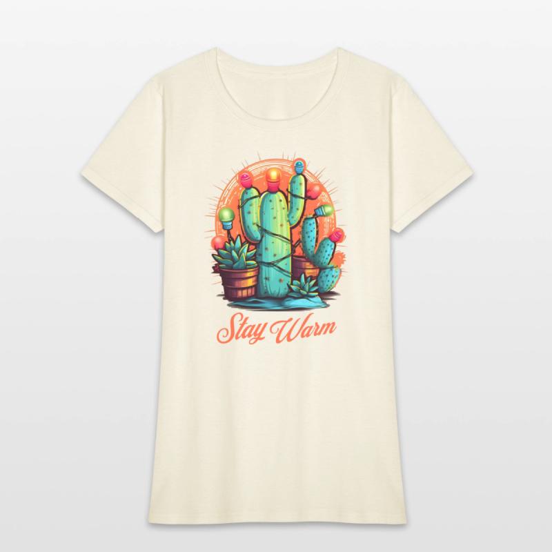 Stay Warm Cactus Wrapped in String Lights