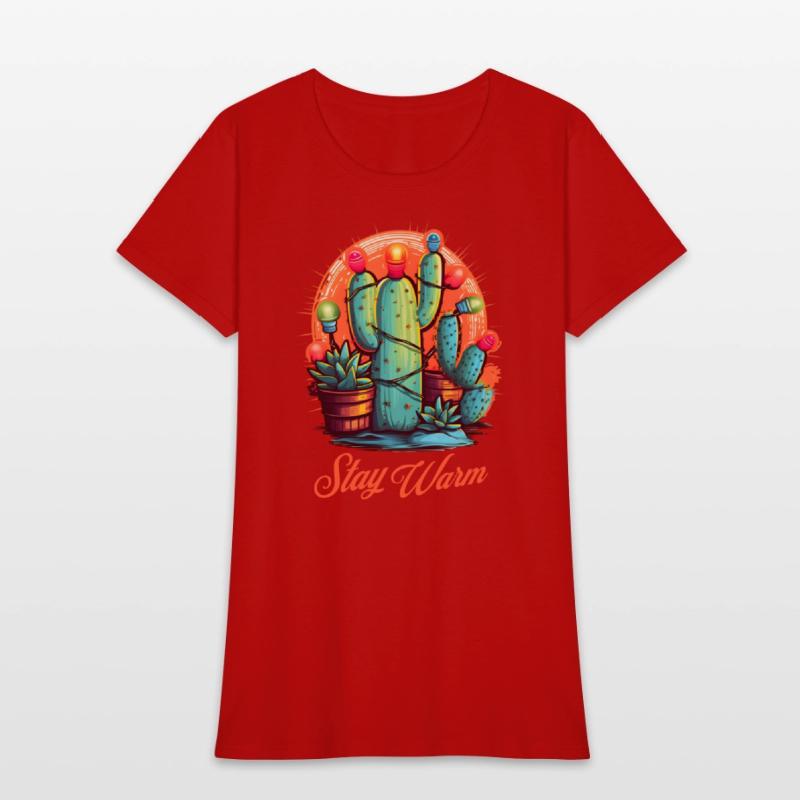 Stay Warm Cactus Wrapped in String Lights