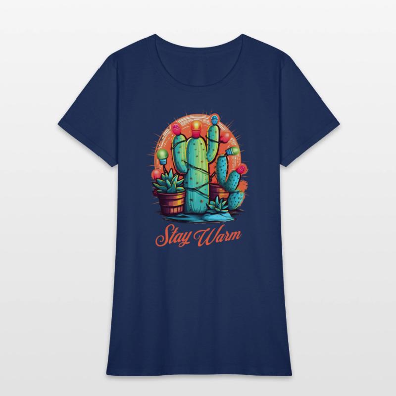 Stay Warm Cactus Wrapped in String Lights