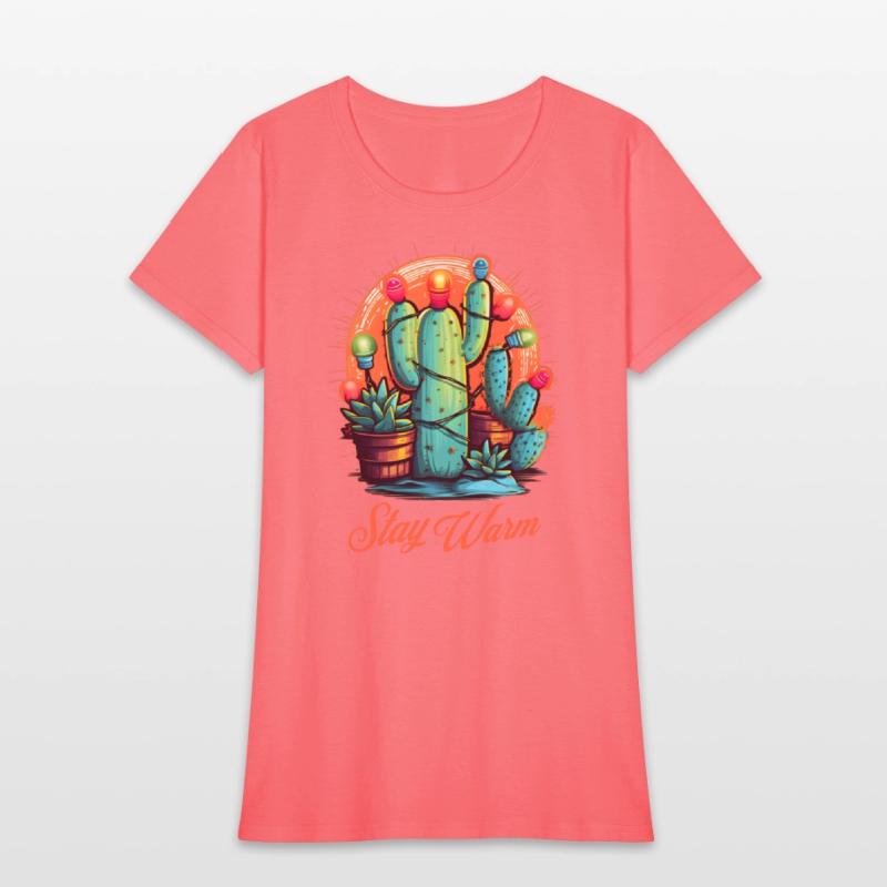 Stay Warm Cactus Wrapped in String Lights