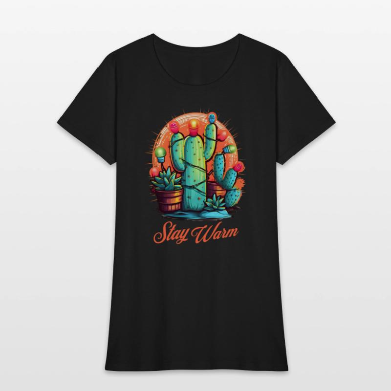 Stay Warm Cactus Wrapped in String Lights