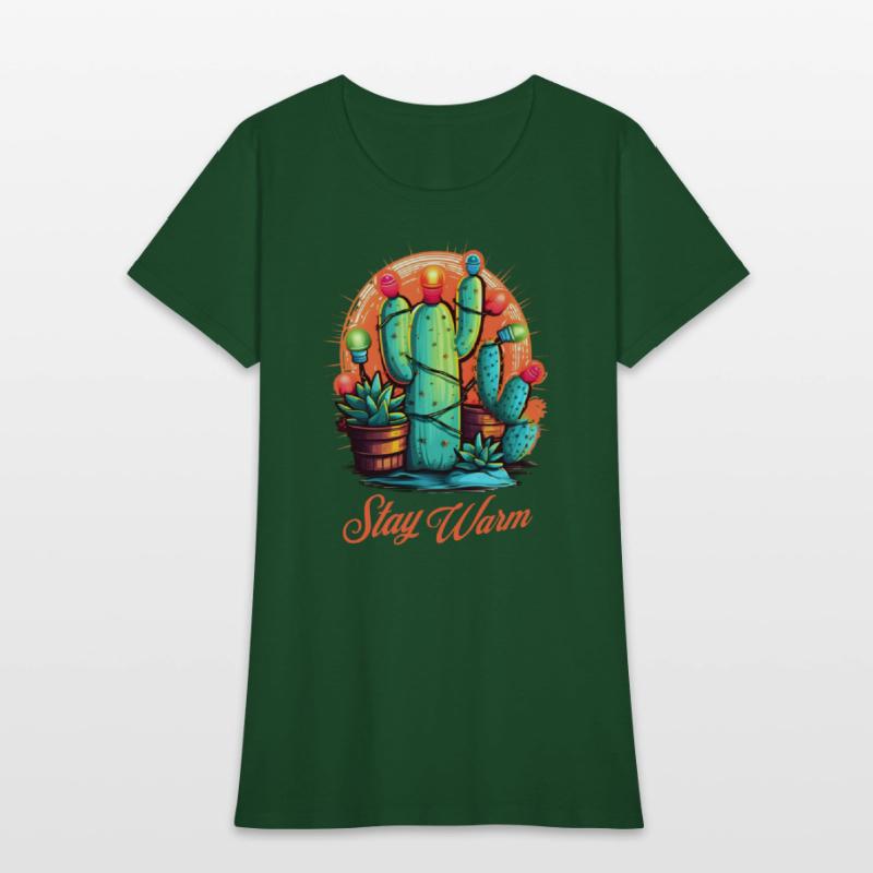 Stay Warm Cactus Wrapped in String Lights