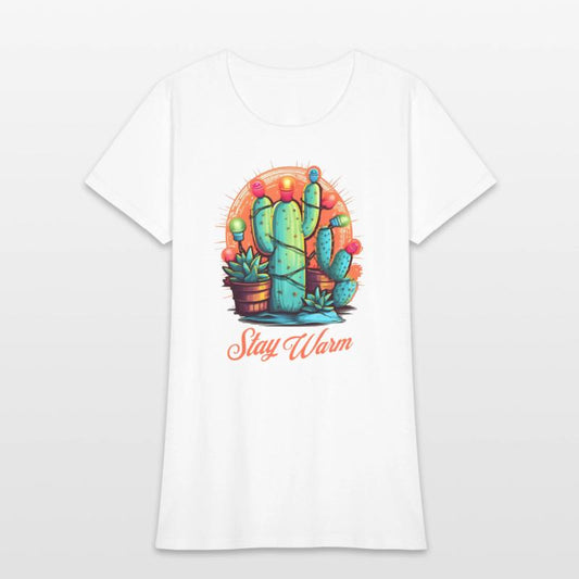 Stay Warm Cactus Wrapped in String Lights