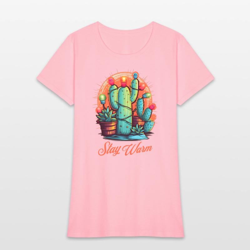 Stay Warm Cactus Wrapped in String Lights