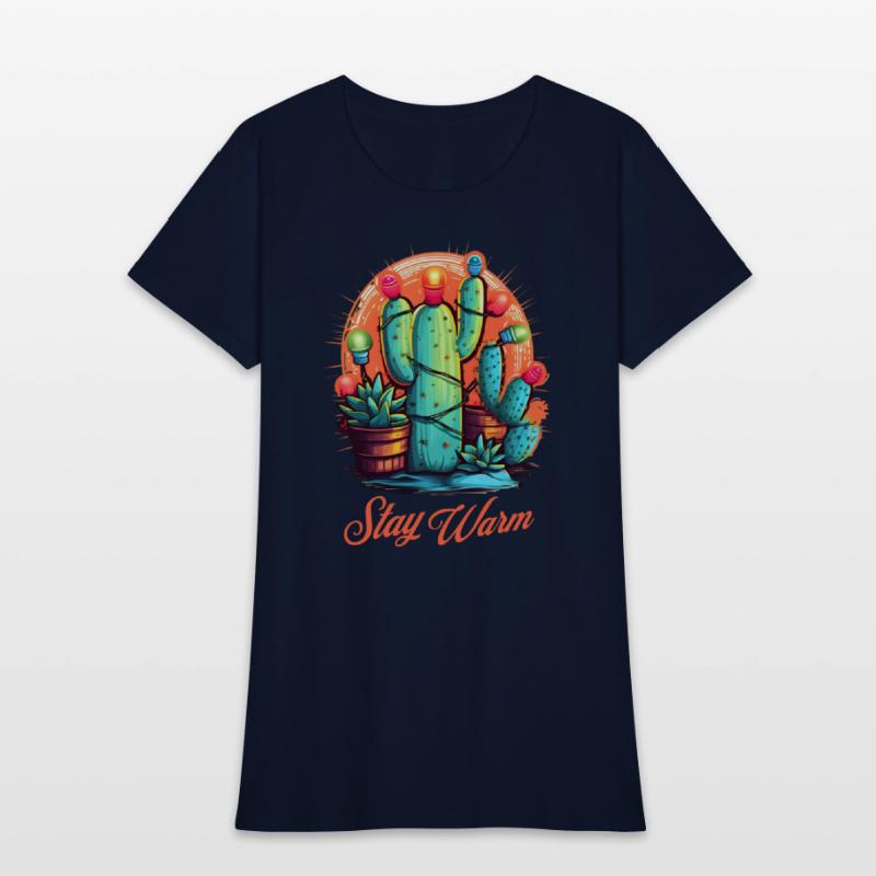 Stay Warm Cactus Wrapped in String Lights