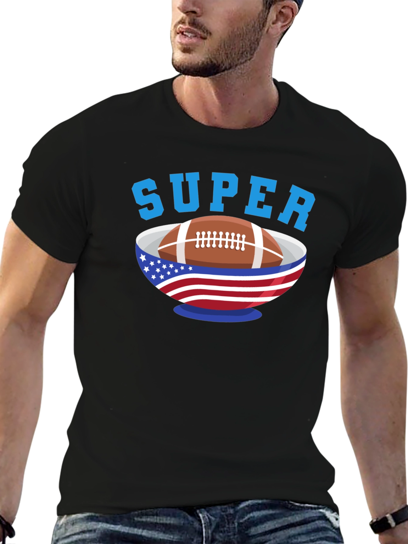 Super Bowl Football T-Shirt - Patriotic Design