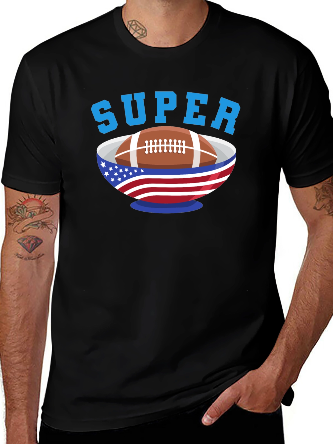 Super Bowl Football T-Shirt - Patriotic Design