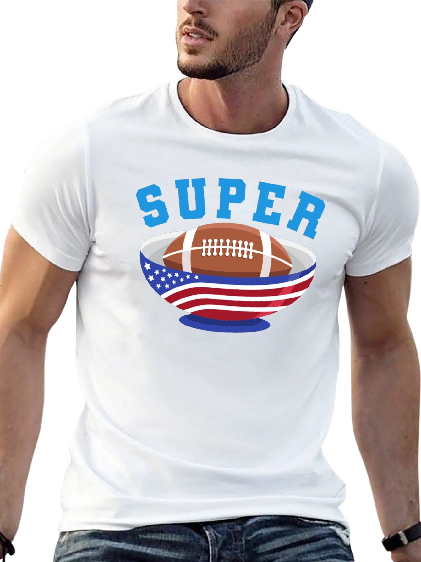 Super Bowl Football T-Shirt - Patriotic Design