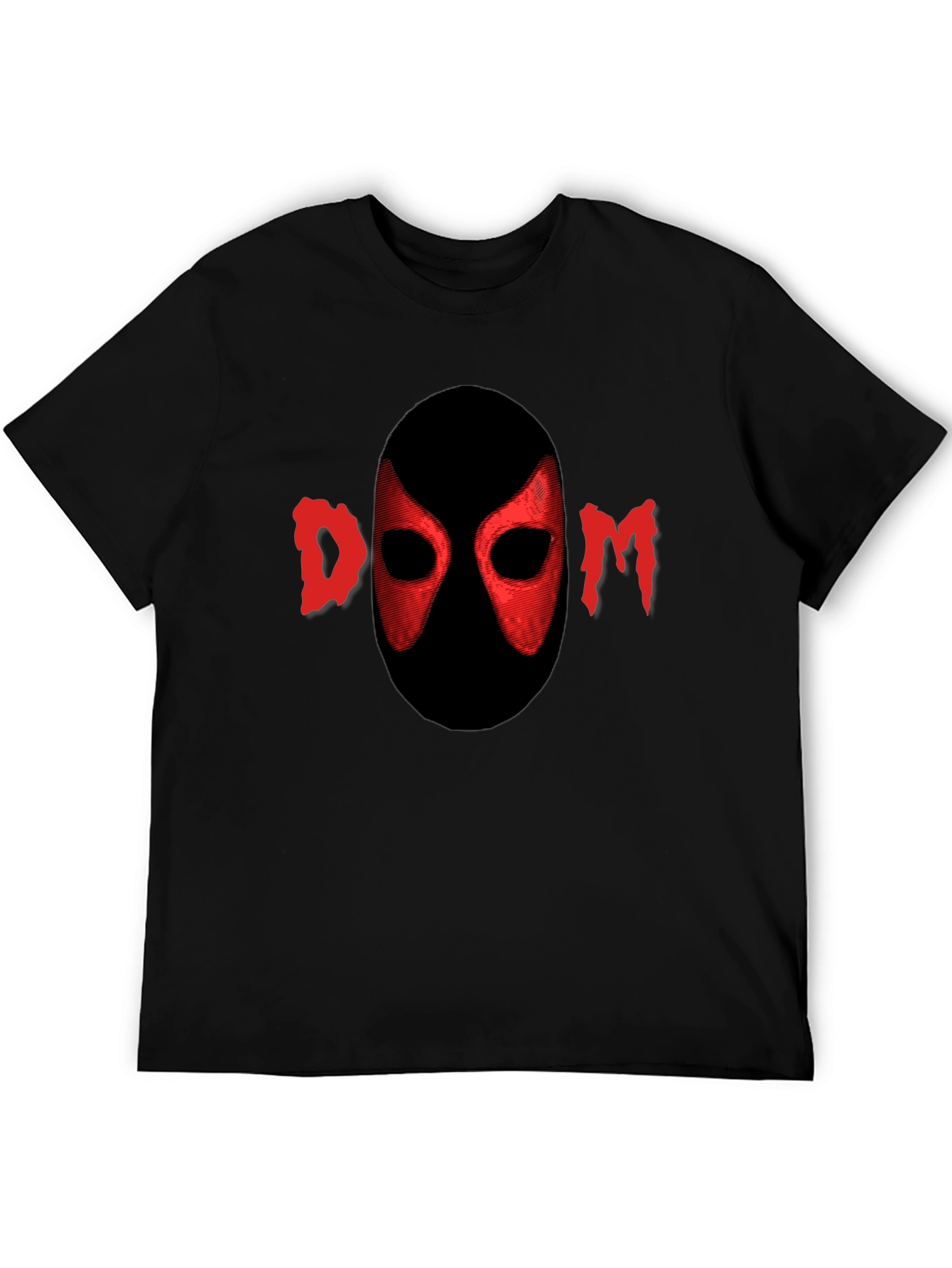 Red DOOM Mask Graphic Black T-Shirt