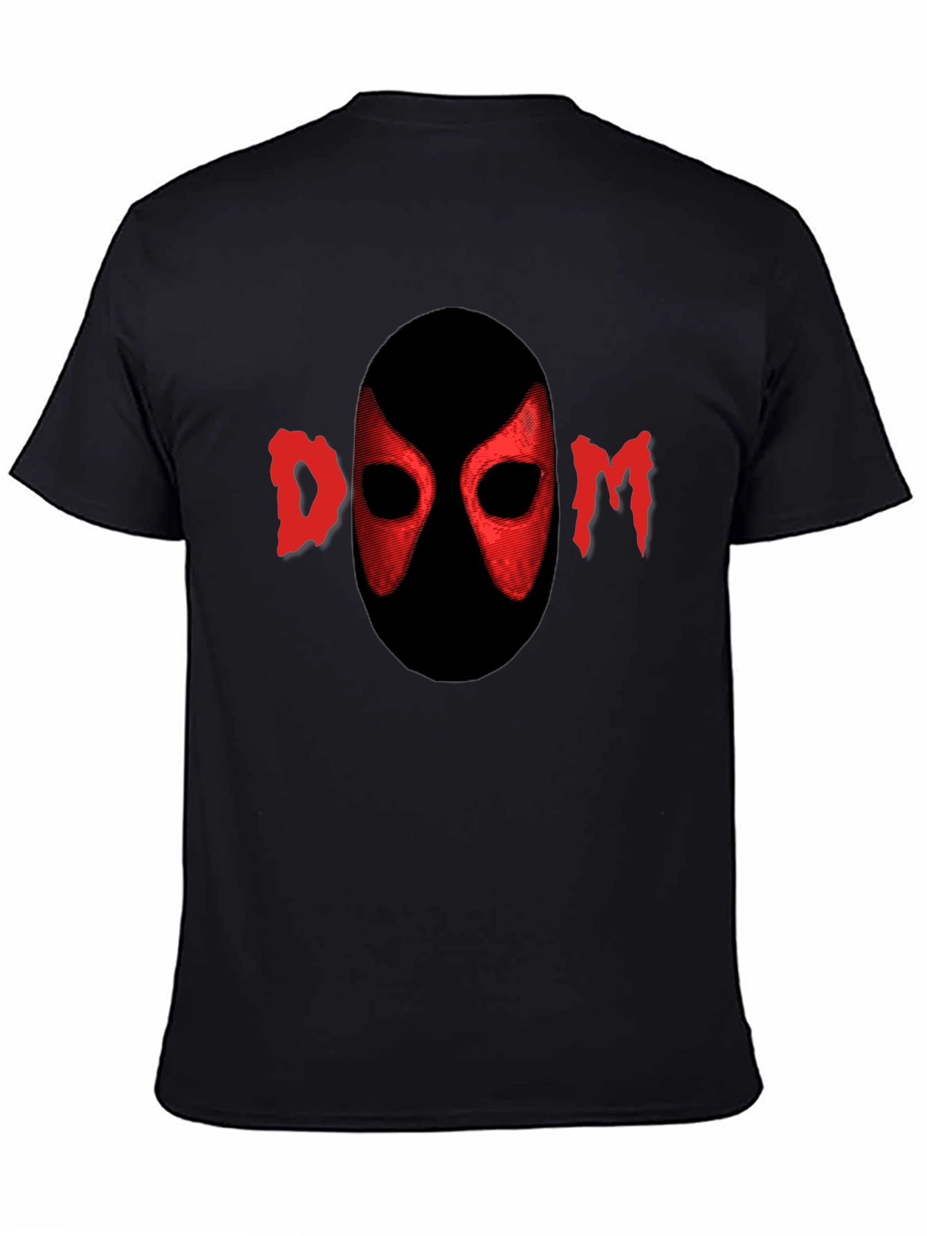 Red DOOM Mask Graphic Black T-Shirt