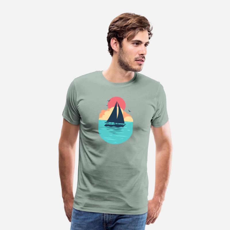 Sunset Sailboat Ocean T-Shirt Design
