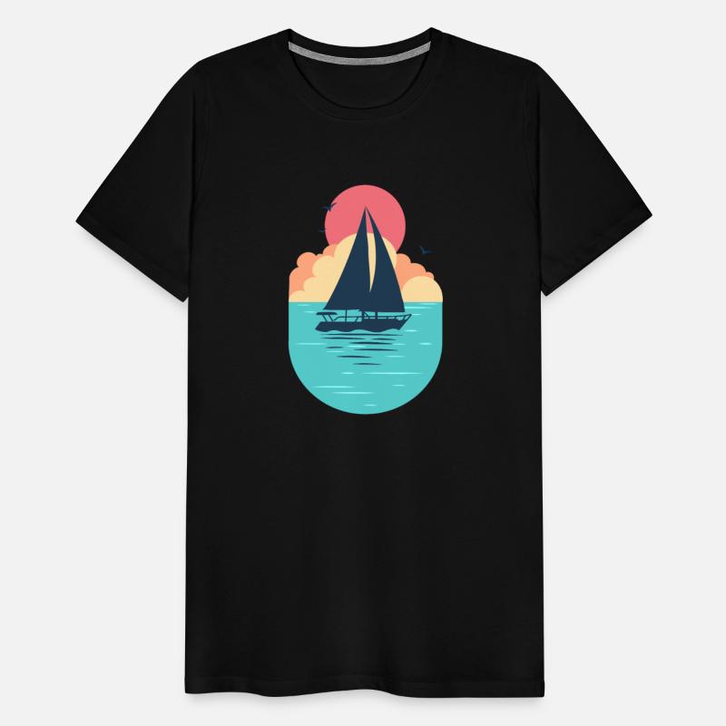 Sunset Sailboat Ocean T-Shirt Design