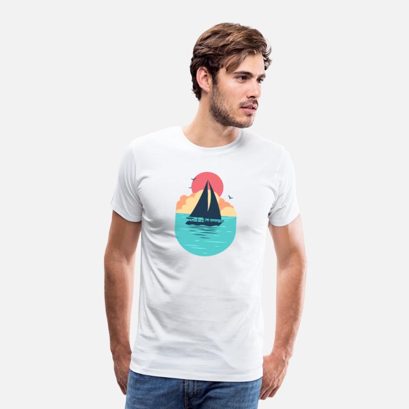 Sunset Sailboat Ocean T-Shirt Design