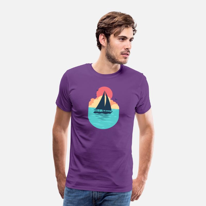 Sunset Sailboat Ocean T-Shirt Design