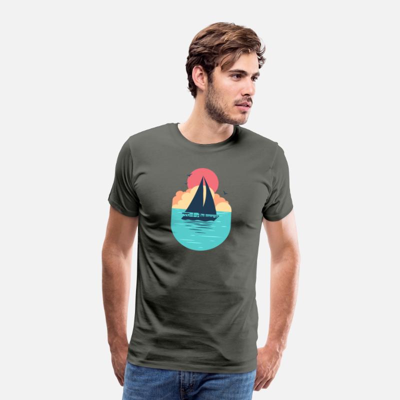 Sunset Sailboat Ocean T-Shirt Design