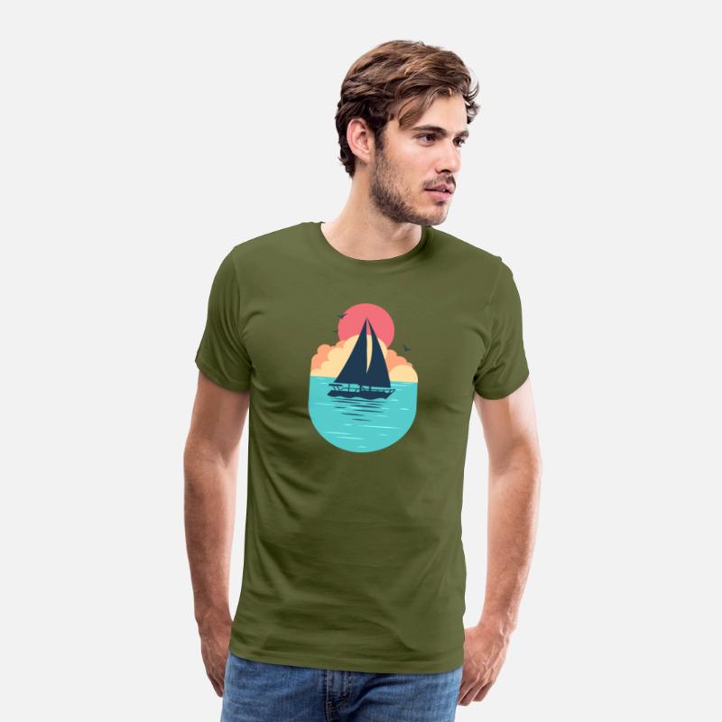 Sunset Sailboat Ocean T-Shirt Design